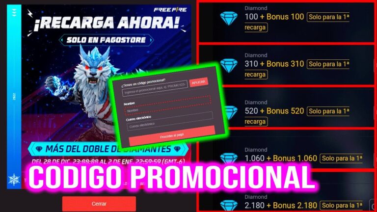 Codigos para Pagostore Free Fire